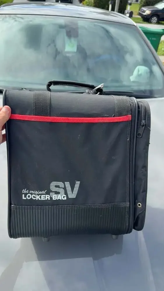 Vintage SV The Original Locker Bag Black & Red Travel Holdall Duffle Gym Bag